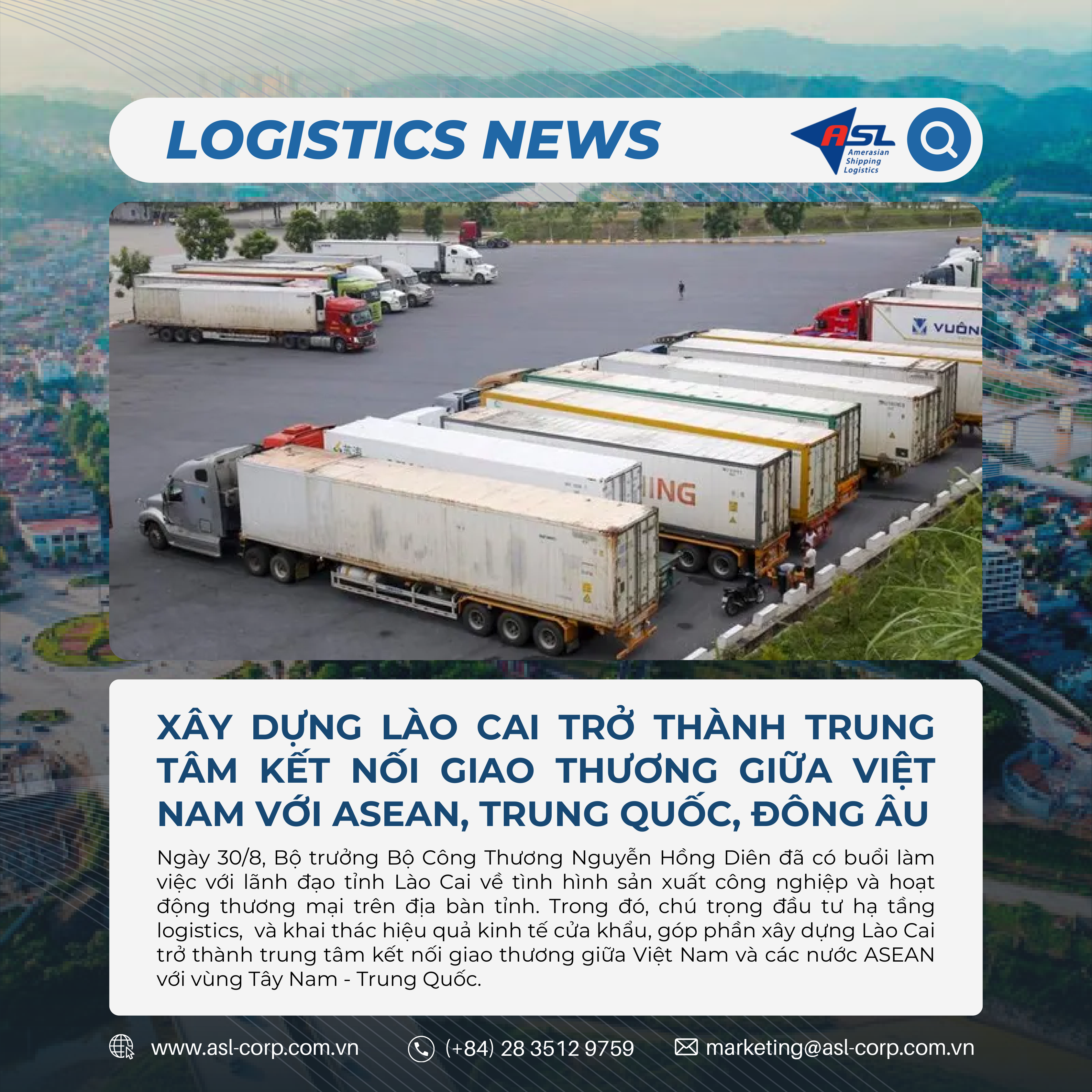 XÂY DỰNG LÀO CAI TRỞ THÀNH TRUNG TÂM KẾT NỐI GIAO THƯƠNG GIỮA VIỆT NAM VỚI ASEAN, TRUNG QUỐC, ĐÔNG ÂU